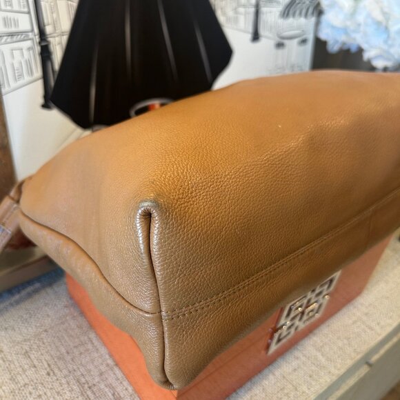 Tory Burch "Marion" Cognac Brown Pebbled Leather Large Slouchy Shopper Tote - Picture 8 of 16